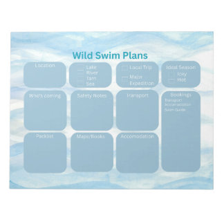 Tear Off Wild Swimming Planning Sheets Notepad