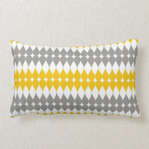 Teardrop Geometric Pattern Yellow And Grey Lumbar Cushion