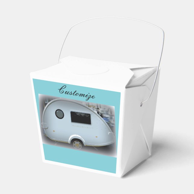 Teardrop gypsy caravan happy glamping favour box (Front Side)