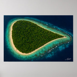 Teardrop Jungle Island with Water Tower Satellite Poster