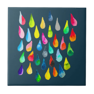 Teardrops watercolor colourful whimsical ceramic tile