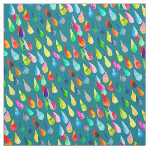 Teardrops watercolor colourful whimsical fabric