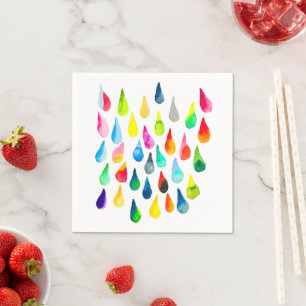 Teardrops watercolor colourful whimsical napkin