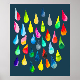 Teardrops watercolor colourful whimsical poster
