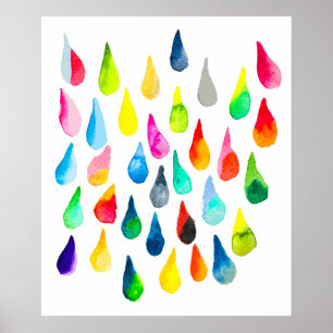 Teardrops watercolor colourful whimsical poster