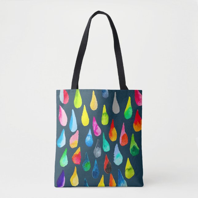 Teardrops watercolor colourful whimsical tote bag (Front)
