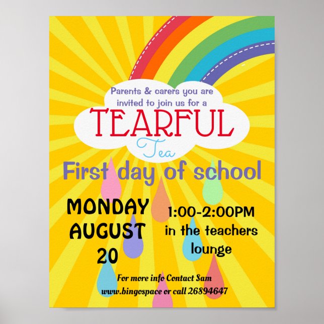 tearful tea back to school PTA event PTO Poster (Front)