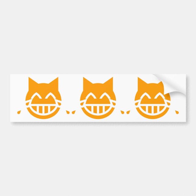 Tears of Joy Emoji Cat Bumper Sticker (Front)