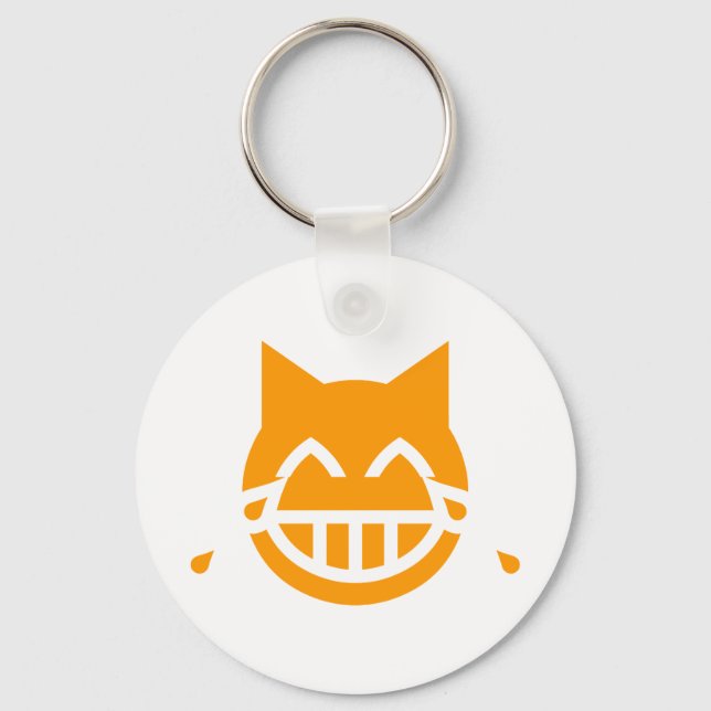 Tears of Joy Emoji Cat Key Ring (Front)