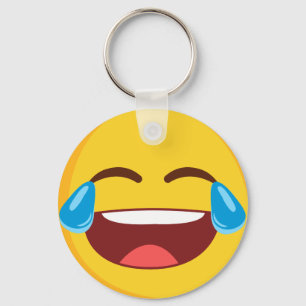 Tears of Joy Face Emoji Button Keychain