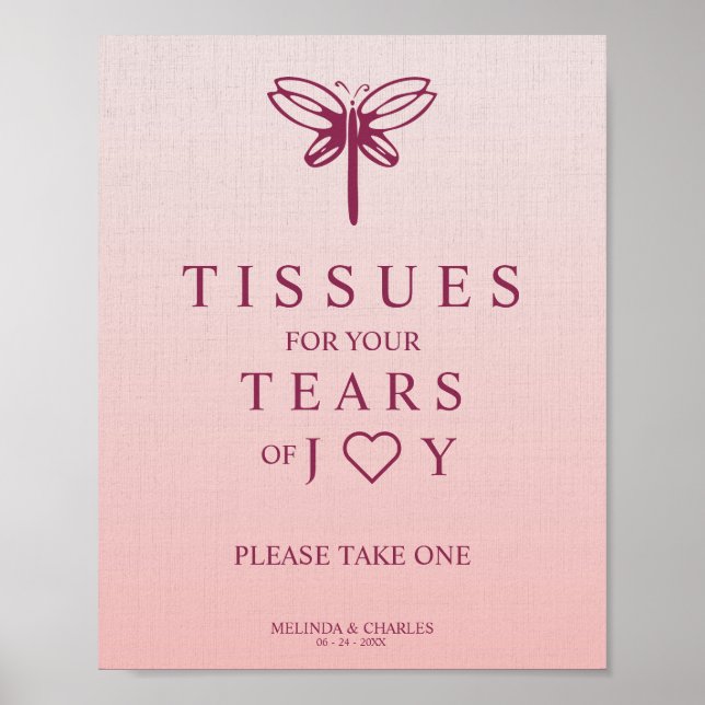 Tears of Joy for Wedding with Burgundy Dragonflay Poster (Front)