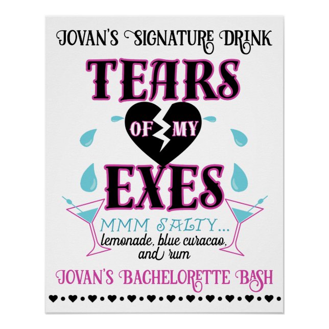 Tears of my Exes-Funny Bridal/Bachelorette Party Poster (Front)