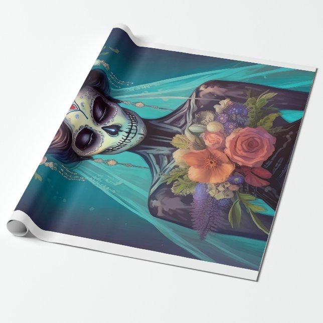 Tears of the Forgotten, Glowing Gothic Bride Wrapping Paper (Unrolled)
