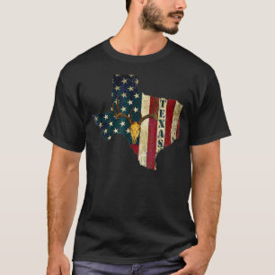 Teas Deer Hunting T Gift Deer Skull USA Flag Hunt T-Shirt
