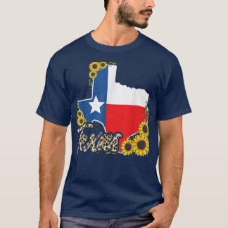 Teas Sunflower Leopard Serape Cowgirl Map Tean Pri T-Shirt