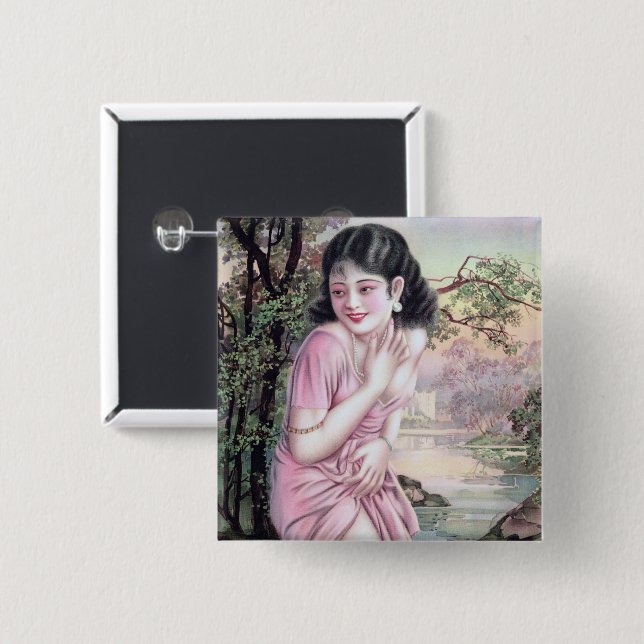 Tease in Stream Oasis by Shanghai China Girl 15 Cm Square Badge (Front & Back)