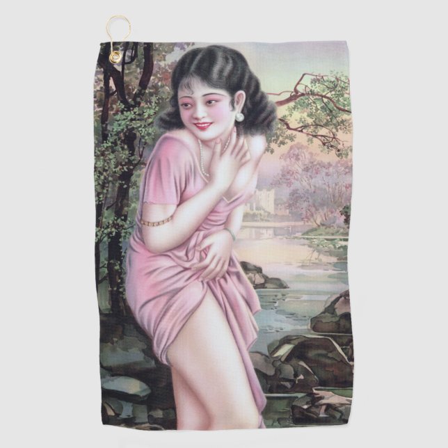 Tease in Stream Oasis by Shanghai China Girl Golf Towel (Front)