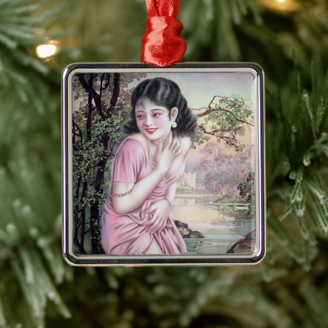 Tease in Stream Oasis by Shanghai China Girl Metal Ornament (Tree)