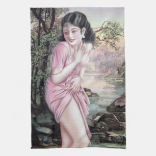 Tease in Stream Oasis by Shanghai China Girl Tea Towel