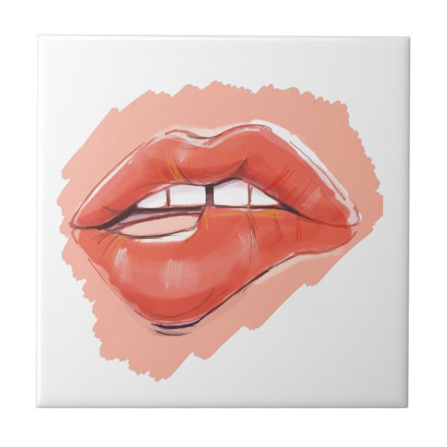 Teaser lip biting ceramic tile (Front)