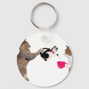 Teatime for kitty cats key ring