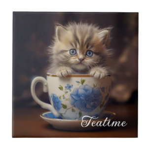 Teatime Kitten Ceramic Tile