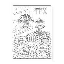 Teatime Tea Party Quaint DIY Colouring Poster