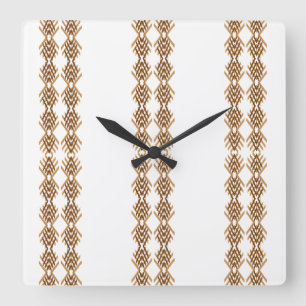 Tebeb Geometric Weave – Ethiopian Tribal Pattern Square Wall Clock