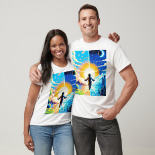 Tech and Nature Harmony - 8-bit Pixel Art T-Shirt