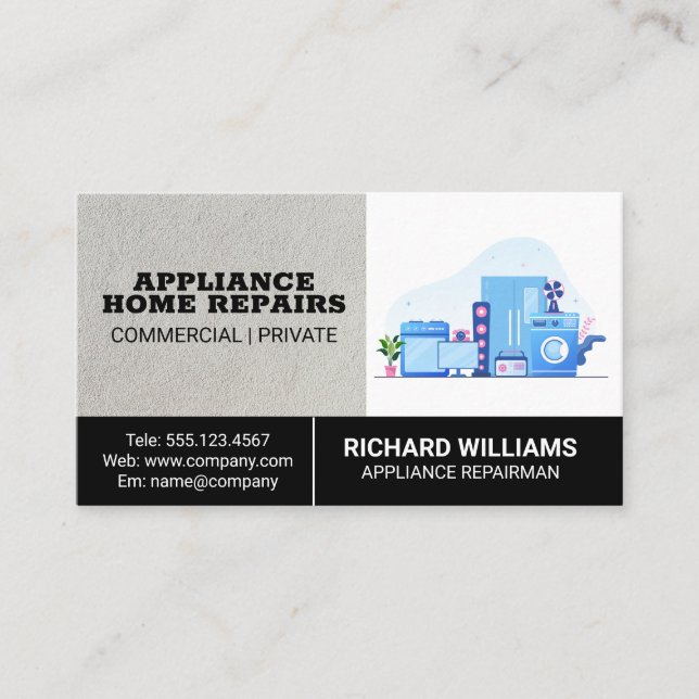 Tech Appliance Repair Home Services Business Card (Front)