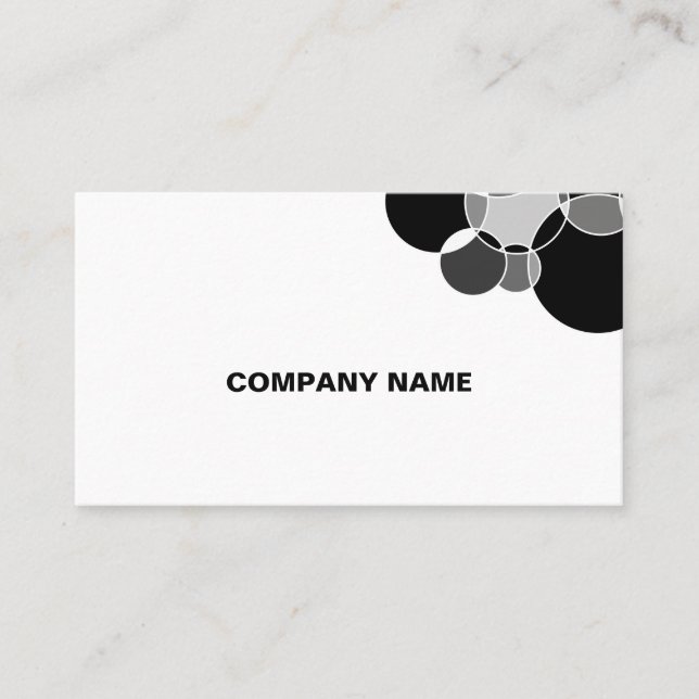 Tech Black and White Geometric Overlapping Circles Business Card (Front)