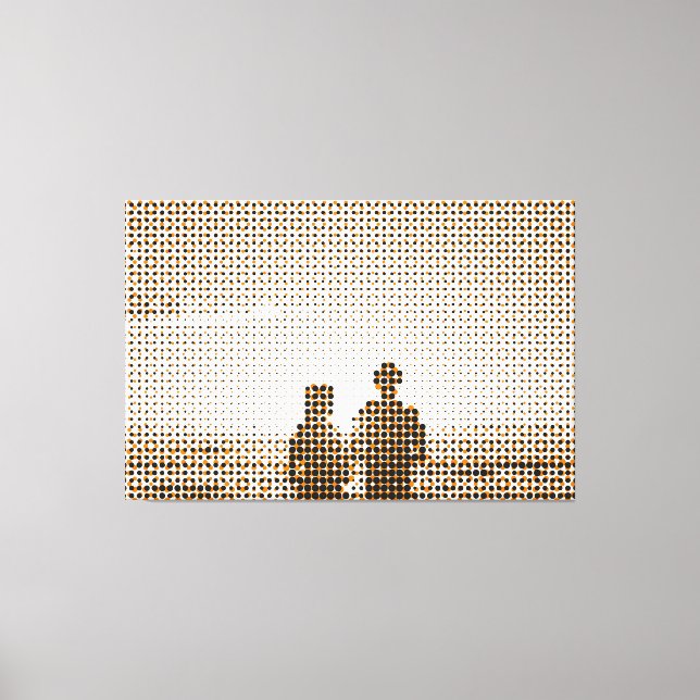 Tech Black&Orange Halftone Effect Couple Beach Canvas Print (Front)