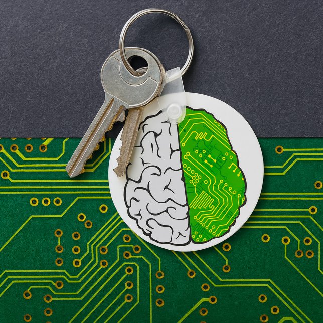 Tech Brain Circuitry Motherboard Logic Computer Key Ring (Creator Uploaded)