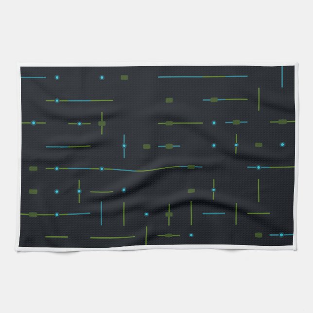 Tech Circuit Board Seamless Pattern Tea Towel (Horizontal)