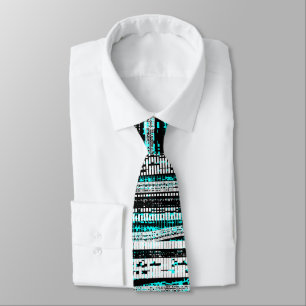 Tech Decay - Black, White and Cyan Tie