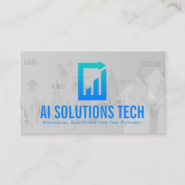Tech Document Logo | Finance Chart Business Card (Front)