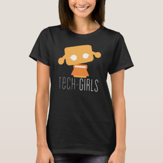 Tech Girls Black T-shirt with Orange Dot