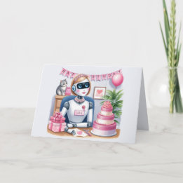 Tech Girls Sparkle STEM Robot Birthday Card
