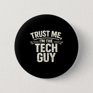 Tech guy funny saying vintage it support  6 cm round badge