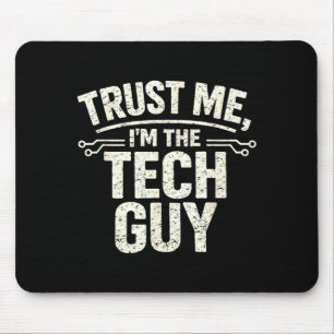 Tech guy funny saying vintage it support mouse pad