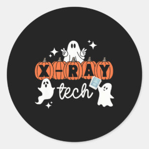 Tech Halloween Technician Squad Xray Tech Pumpkin  Classic Round Sticker