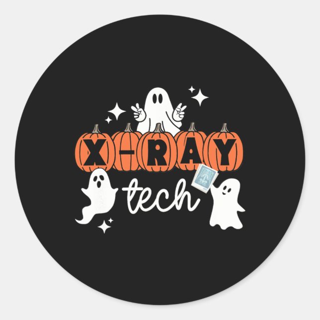 Tech Halloween Technician Squad Xray Tech Pumpkin  Classic Round Sticker (Front)