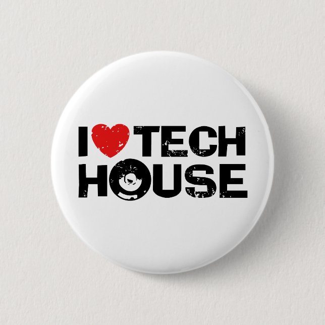 Tech House 6 Cm Round Badge (Front)