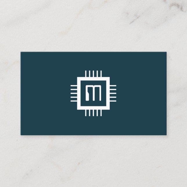 Tech inspired minimalist computer chip business ca card (Front)