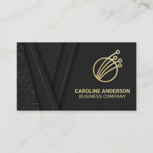 Tech Logo Black Luxury Gold Business Card