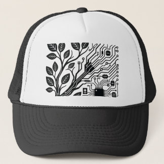 Tech Nature Fusion Minimalist Circuit Branch Line Trucker Hat