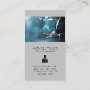 Tech Networking Data Analyst Working on Computer Business Card