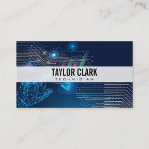 Tech Nodes and Chart Background Business Card