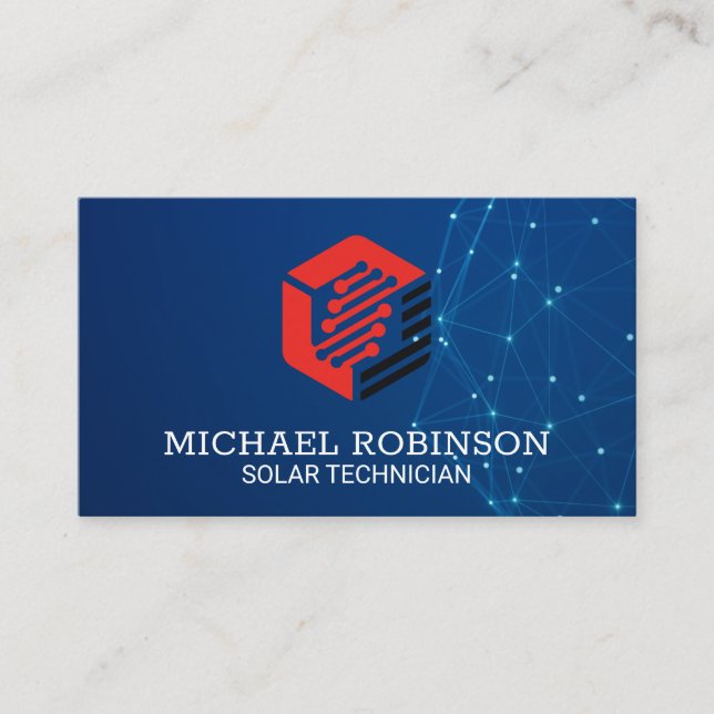 Tech Nodes Logo | Networking Background Business Card (Front)