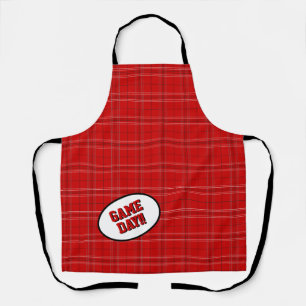 Tech Red Plaid Pattern Game Day Apron